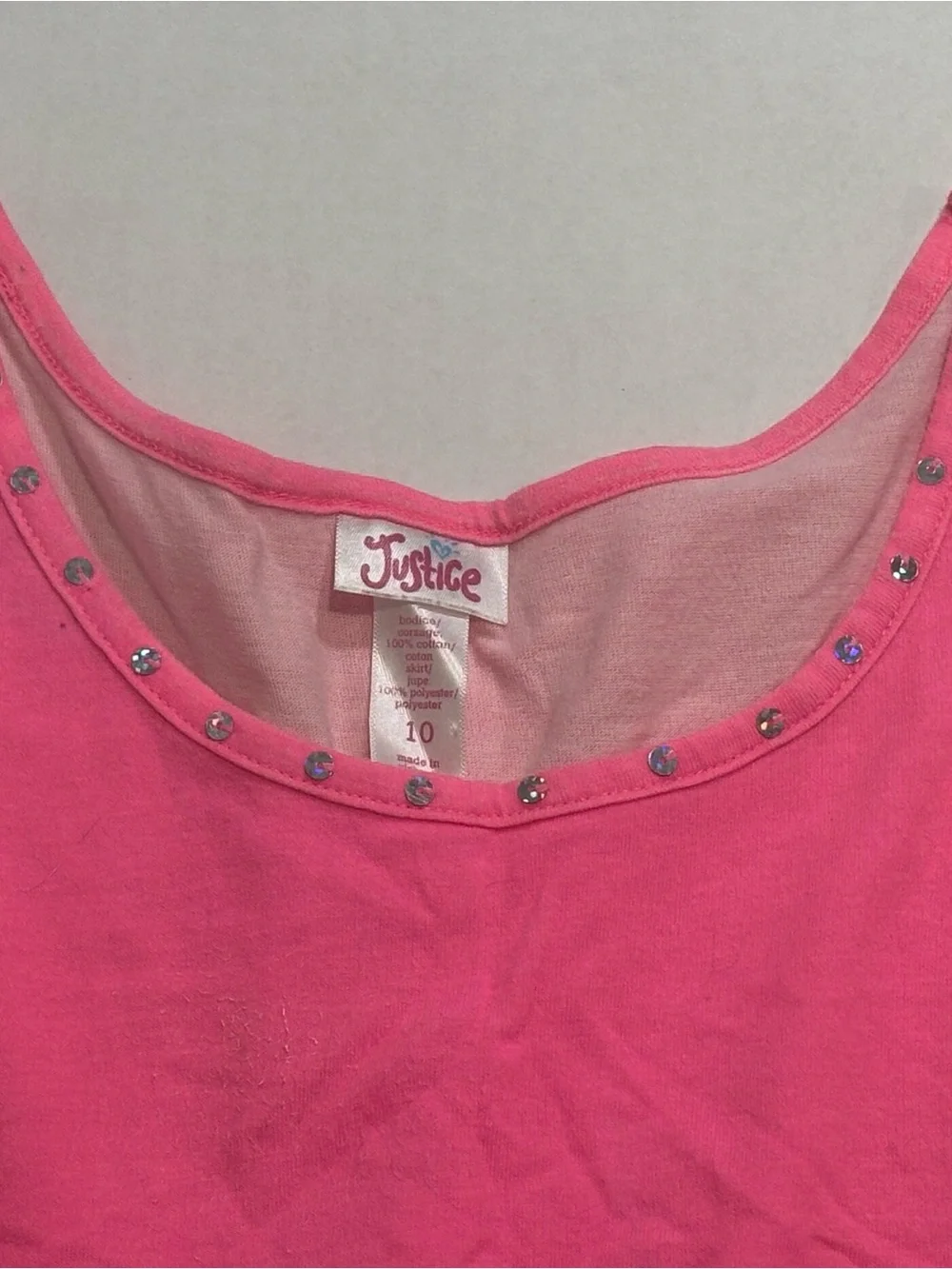 Justice Girls Pink Leopard Print Sequin Sundress Size 10 Sleeveless Knee Length